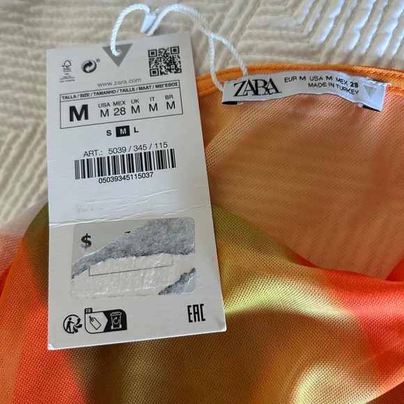 Women’s Zara Draped Tulle Bodysuit. Orange, Size Medium. NWT - Picture 4 of 6